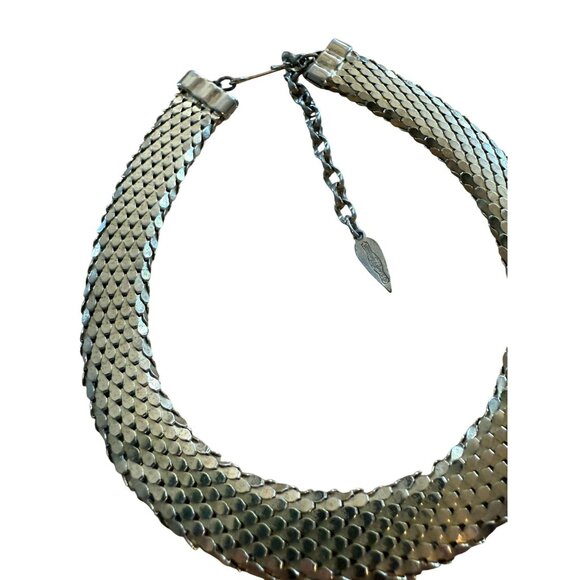 Vintage Whiting & Davis Gold tone Mesh Choker Necklace 11in With 3-Inch Extender - Picture 2 of 4